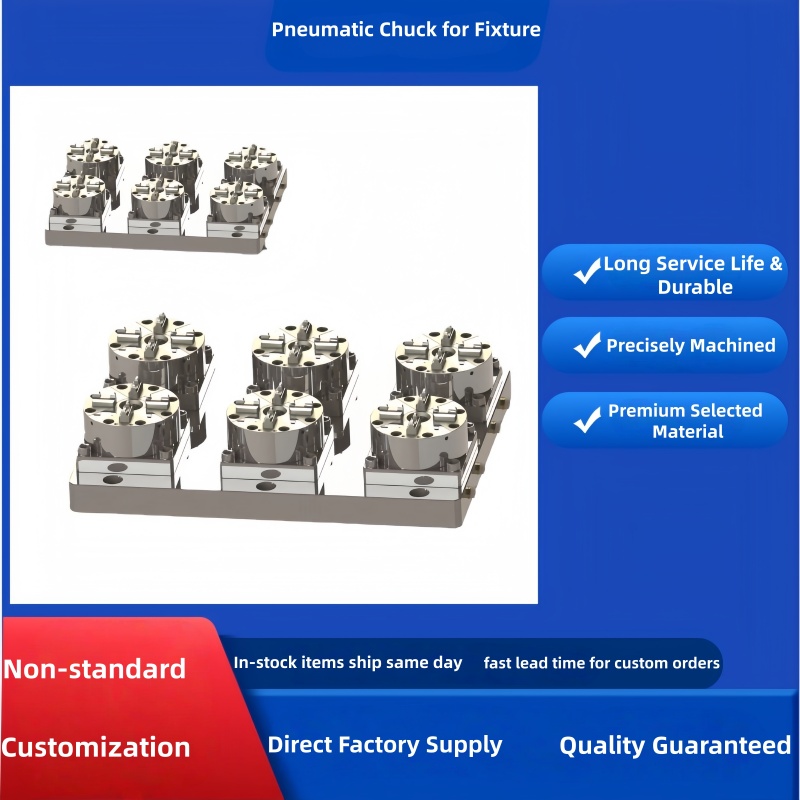 Pneumatic Chuck Fixture, Front Mount Screw D100, 6-Jaw CNC Pneumatic Chuck